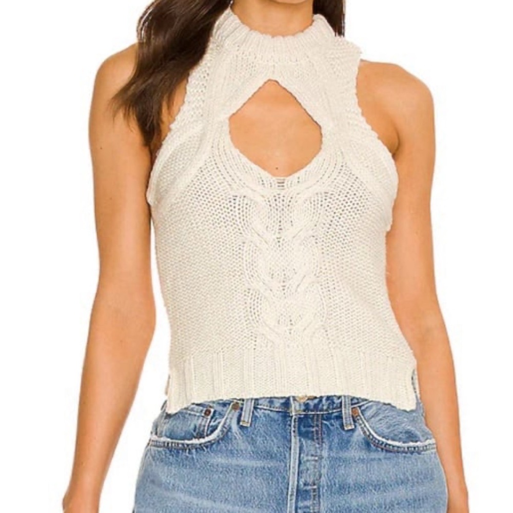 ✨SALE For Love and Lemons Knit Keke Tank Top M S Cutout Cream